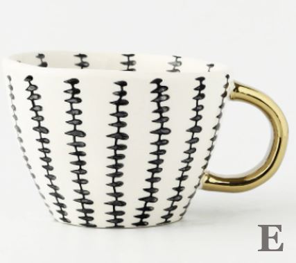 Simple modern black white hand painted stripes dots pattern Coffee Mug by  Pink Water